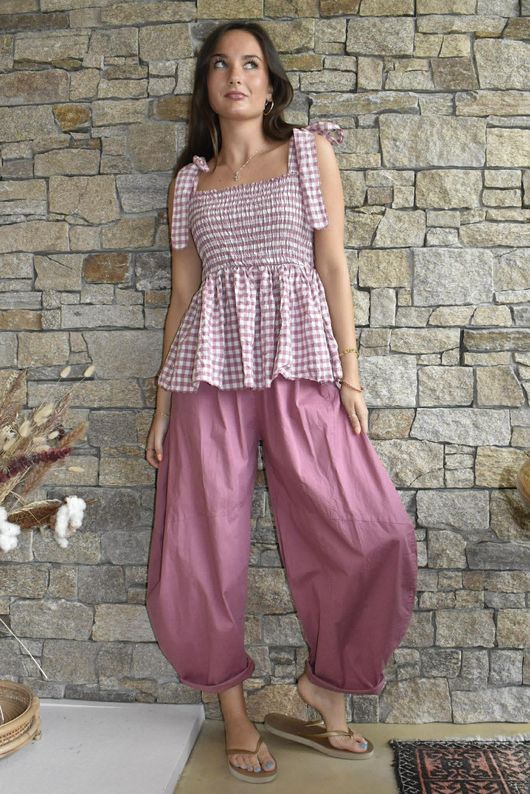 Nonni Gingham Bandeau Cami Indian Pink